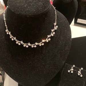 2pc set Delicate swooping necklace with post earrings. Necklace and earrings set